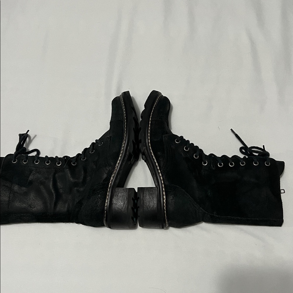 Donald J Pliner Black Leather Gita Side Zip Combat Boots - Picture 8 of 12